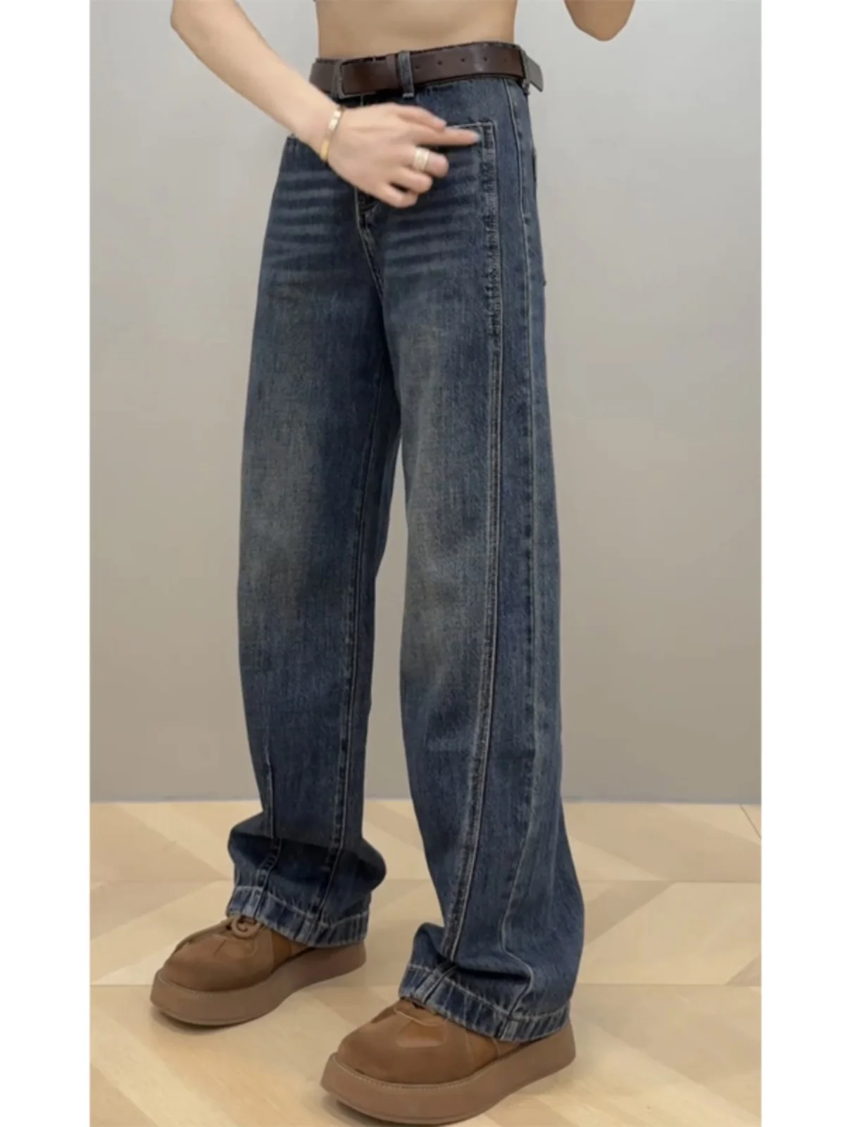 حجم كبير جينز واسع الساق التخسيس الدنيم المرأة عالية الخصر السراويل الطويلة الخريف جديد Sle سكين Bootcut للسيدات حجم كبير