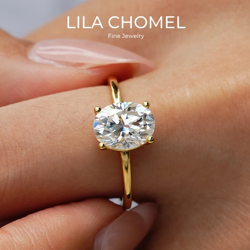 

Женское обручальное кольцо из 18-каратного золота, овальное кольцо 1/2 карата с муассанитом и бриллиантами, семейный рождественский подарок, кольца на день рождения для подруги, дочки