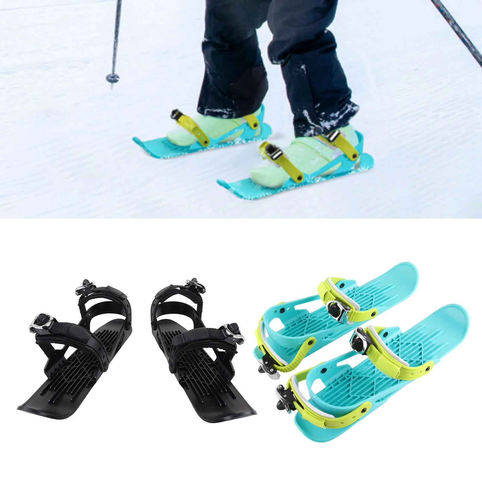 

Mini Short Ski Skates Attach To Boots Metal Buckle Easily Control Mini Ski Shoes Adjustable Strap for Winter Sports for Children