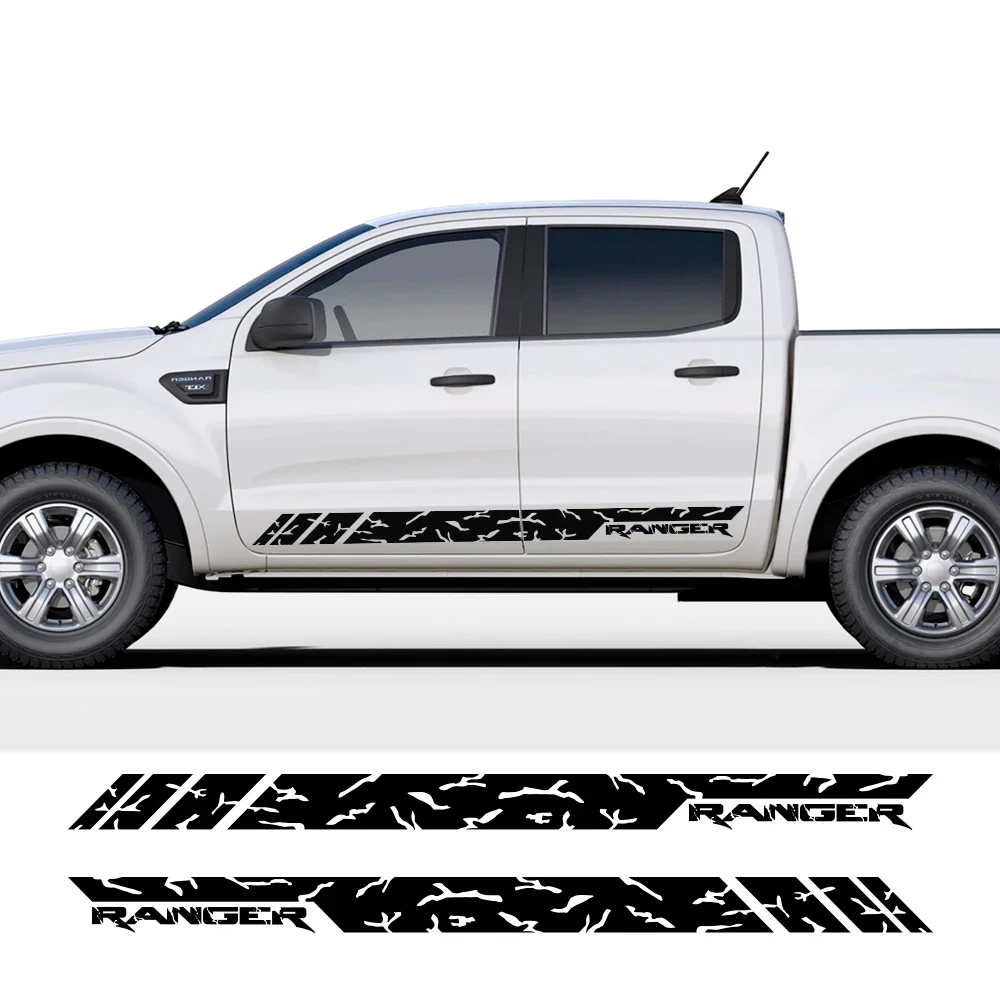 2 pegatinas de vinilo para puerta de coche, diseño de rayas laterales, para Ford Ranger Tremor XLT Raptor Black Edition Wildtrak, accesorios de tuning para auto.