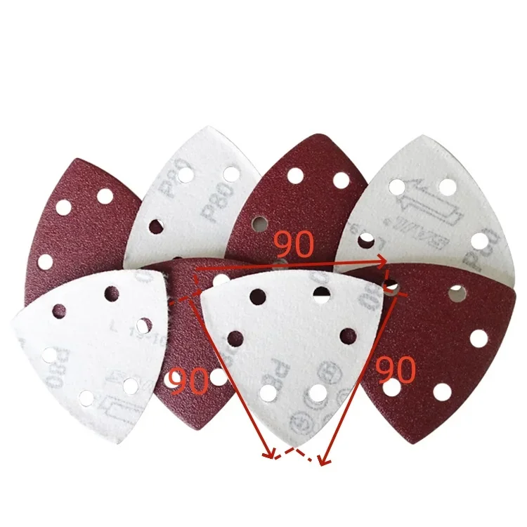 Triangle Sandpaper 90×90mm Mouse Sandpaper 6 Hole Self-Adhesive Triangular Sanding Disc 40-400 Grits for Car Polishing Assorted