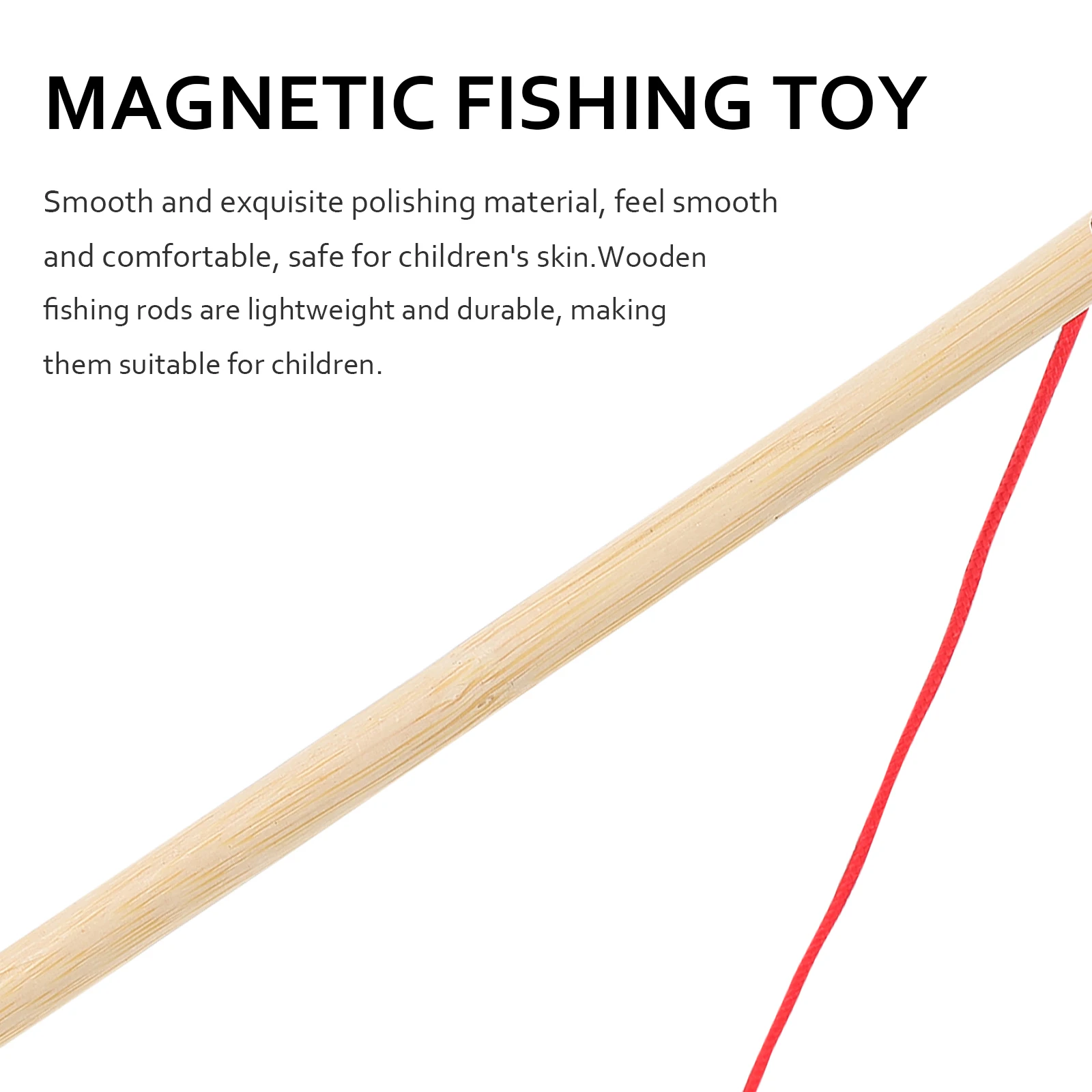 

6pcs Wooden Fishing Rods Creative Educational For Kids Safe Wood Poles Smooth Surface Parent-Child Playtime Early