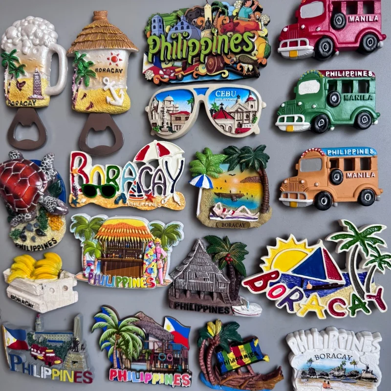 الفلبين مغناطيس الثلاجة Borakia شاطئ مانيلا CEBU السياحية تذكار الموز السلاحف البحرية جيبني ملصقات ديكور المنزل #5