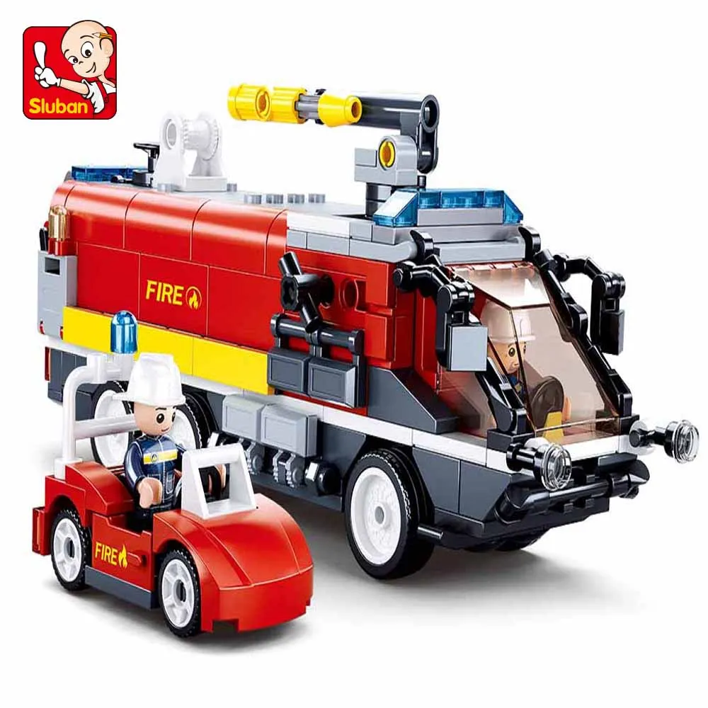 Sluban Building Block Toys Fire Control B0808 Airport Fire Truck 381PCS Bricks Fighting Car Compatbile With Leading Brands