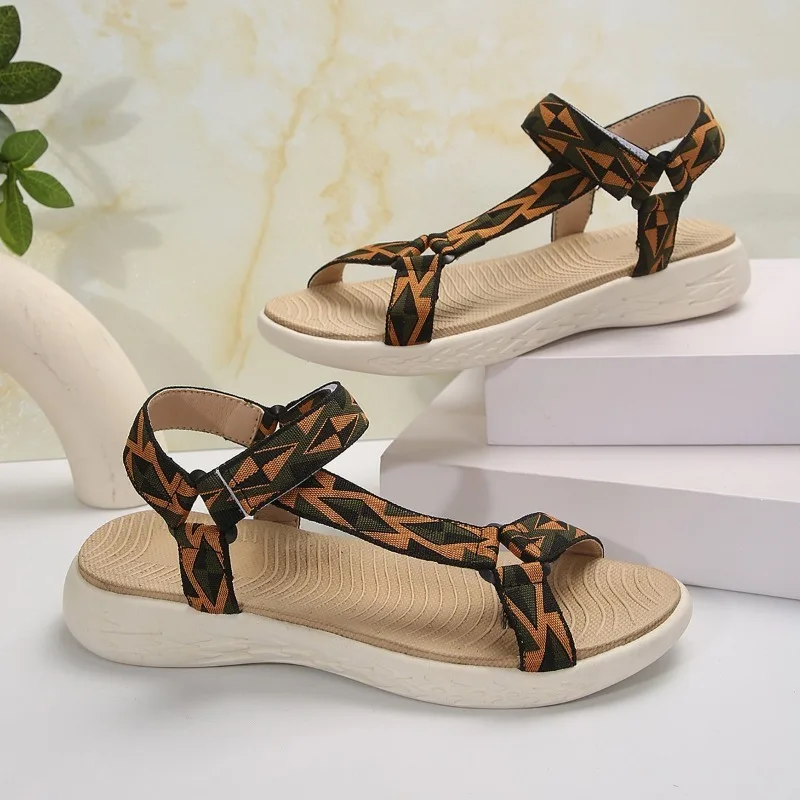 Damessandalen 2024, zomer, luipaardprint, mode, buitenstrandslippers, trendy platte, casual sandalen, lichtgewicht zapatos mujer