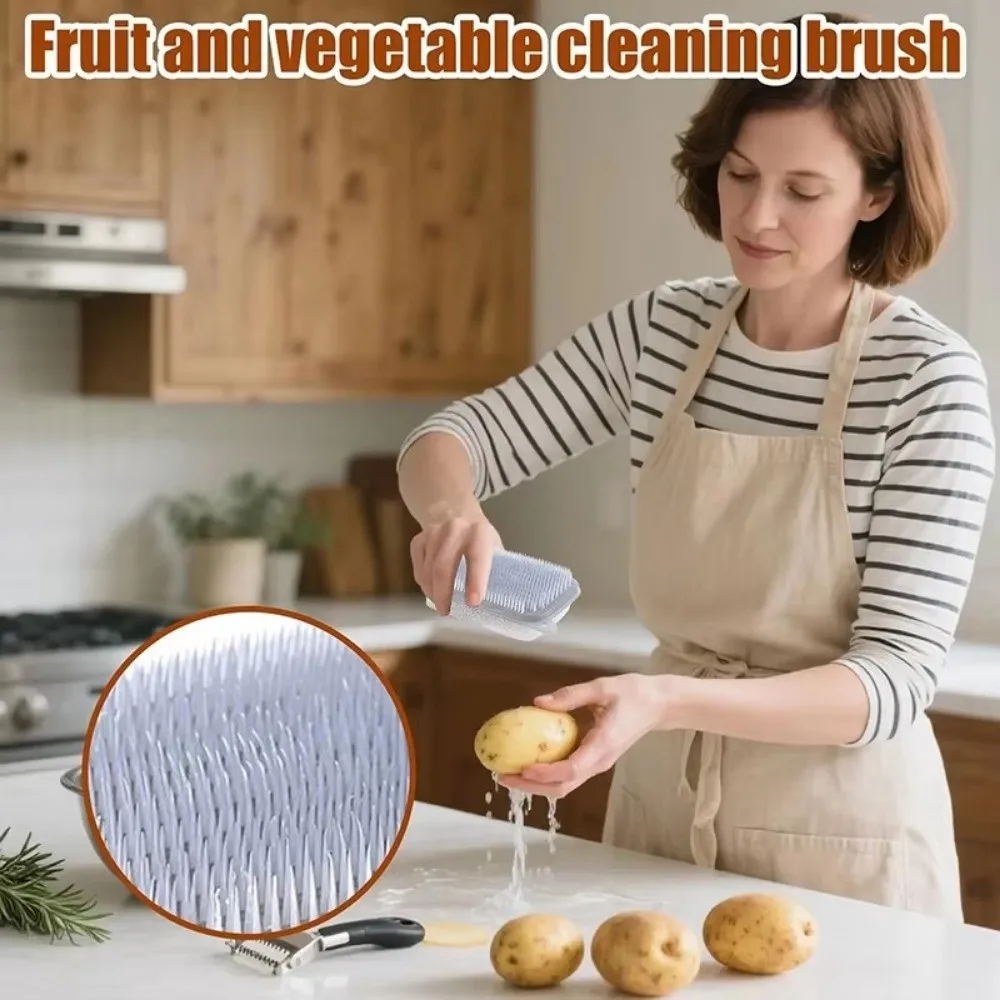 Kitchen Fruit and Vegetable Brush Multifunctional Flexible Cleaning Brush Bendable Design Plastic Kitchen Scrubber