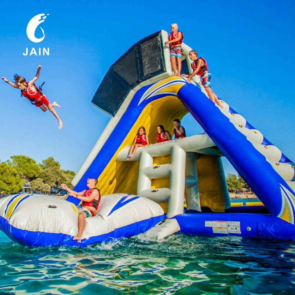 Hot Sea/Lake Inflatable Floating Water Trampoline Park Triangle Water Slide For Adults And Children Climbing Slide Water Park