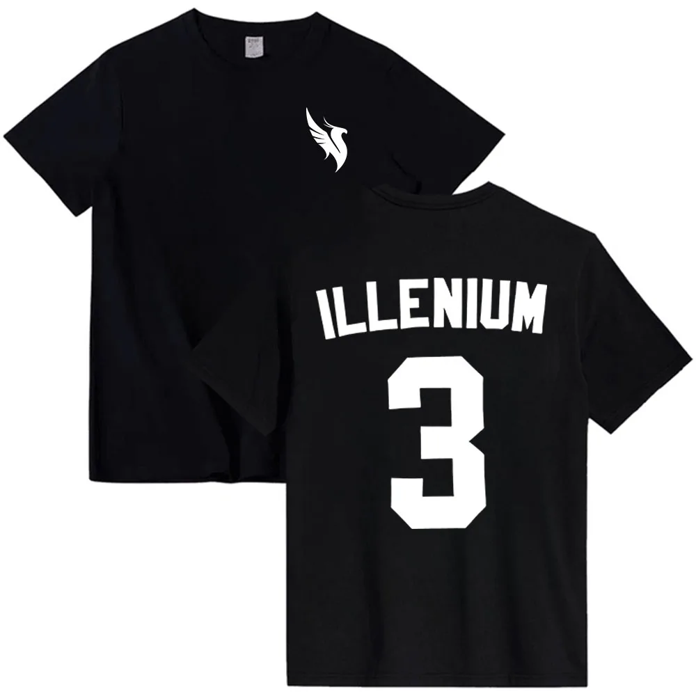 تي شيرت ILLENIUM بأكمام قصيرة من القطن للرجال/النساء تي شيرت للجنسين ملابس الشارع الشهير فضفاضة برقبة دائرية تي شيرت رجالي بشعار جرافيك مطبوع