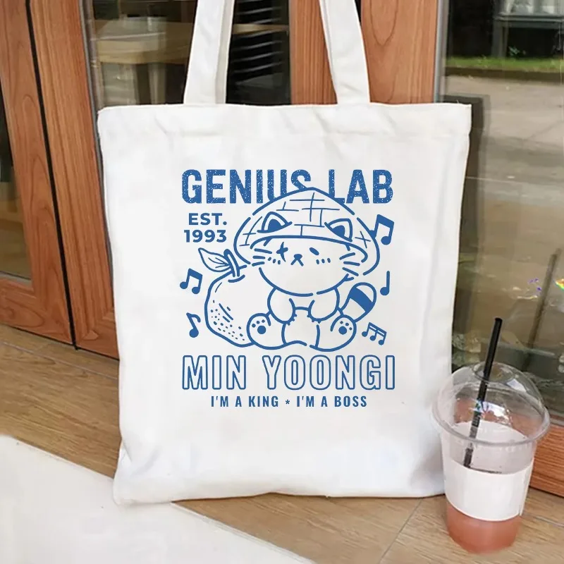 Genius Lab Yoongi حمل حقيبة Kpop الجمالية Y2K حقيبة كتف الموضة Kpop حمل حقيبة المرأة عادية المحمولة حقيبة كتف قابلة لإعادة الاستخدام