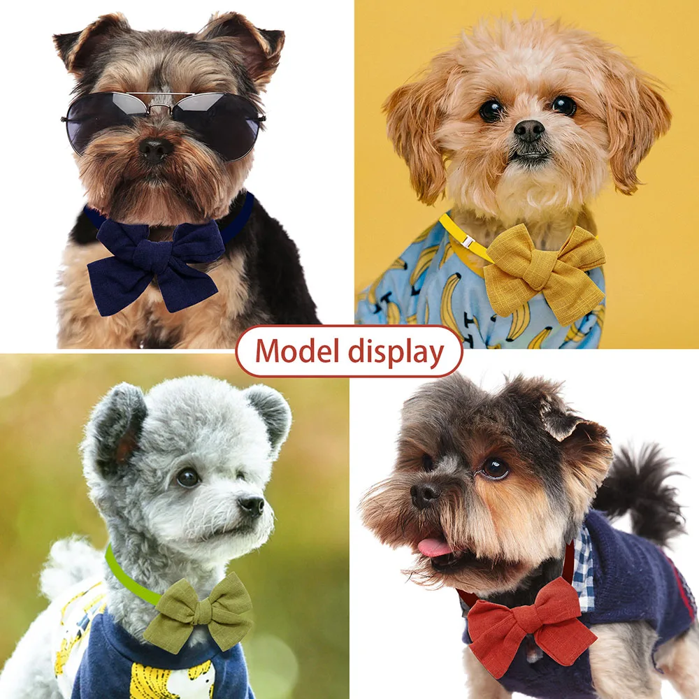 50pcs Solid Cotton Pet Dog Bowties Handmade Cute Small Dog Cat Bow Tie Bowknot Dogs Pets Grooming Accessories For Small Dogs