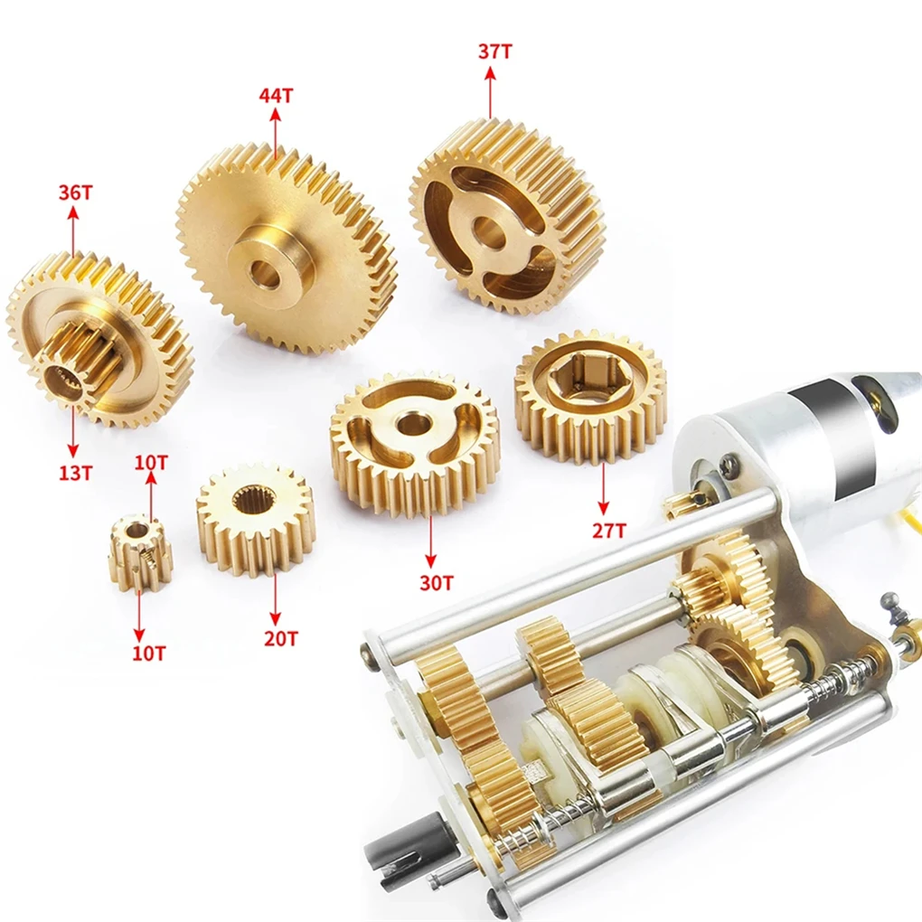 Brass Gearbox Bevel Motor Gear Synchronizer Set for 1/14 Tamiya Truck Tractor Trailer R620 MAN VOLVO Scania Upgrade Parts