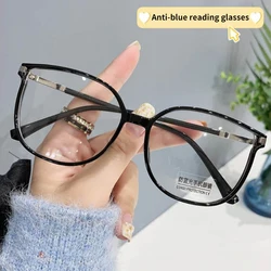 Gafas de lectura con luz azul para mujer, lentes de aumento con montura grande para presbicia, antifatiga, lectura para ancianos