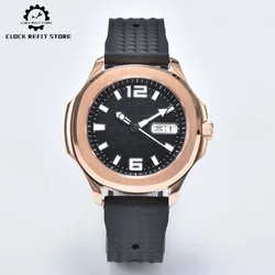 Men's Luxury Rose Gold Mechanical Watch Night Super Bright Hour Markers Sterile Dial NH36A Movement Calendar Day Sapphire