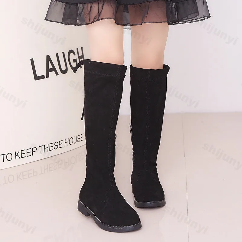 Girls' Long Boots 2025 Autumn New Comfortable Anti Slip Outdoor Knee Boots Zipper Children Fashion High Top Boots Size 26-36