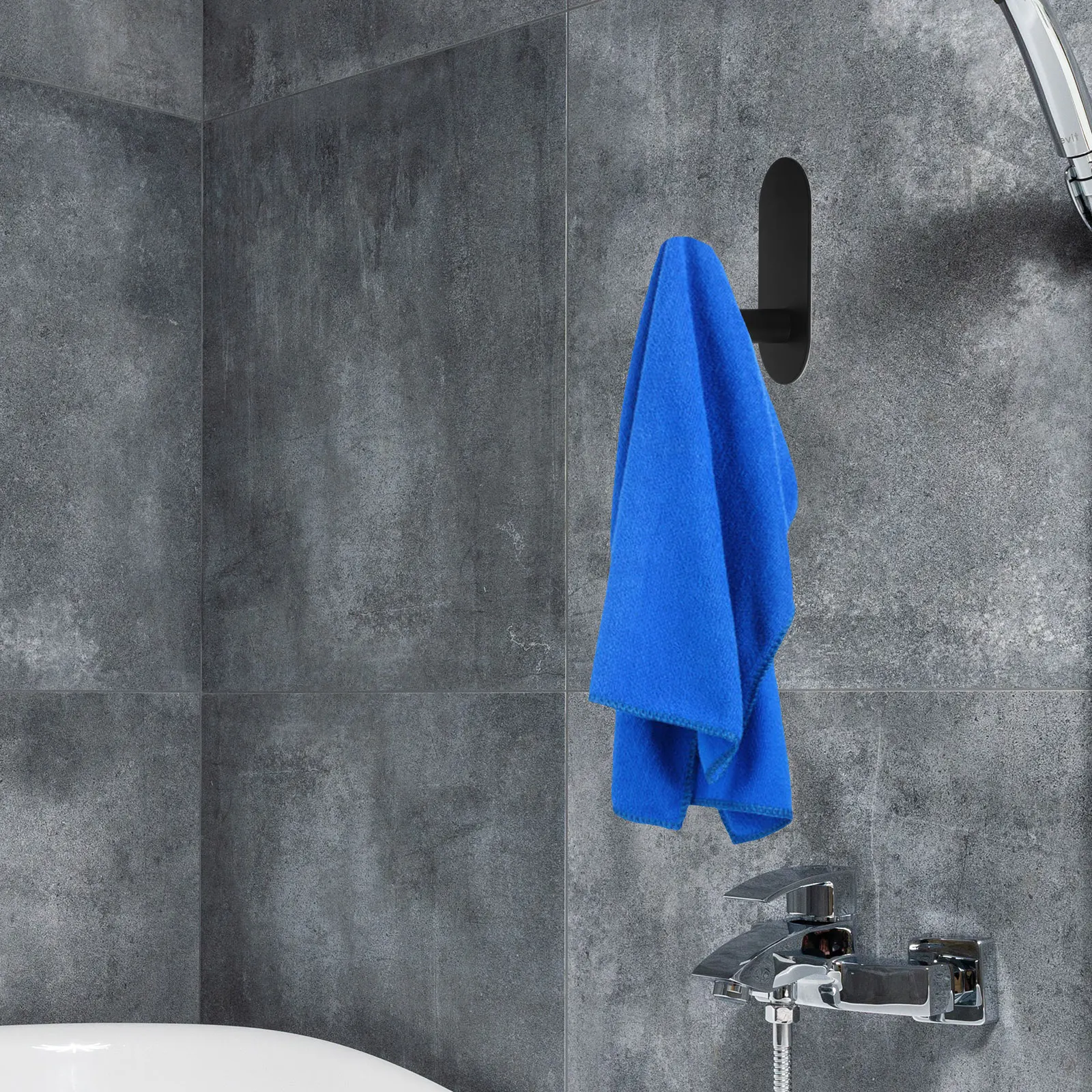 

2Pcs Stainless Adhesive Hooks Matte Black Bathroom Hooks For Towels for Bathroom Kitchen Wall Hanging Clothes Hat Towel Hangers