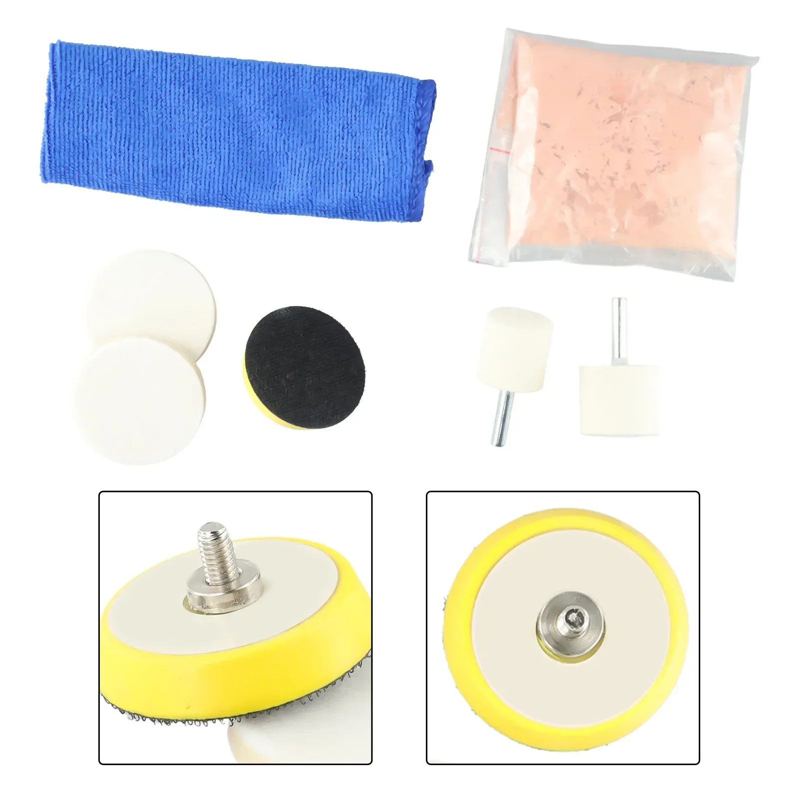 Kit per lucidare il vetro del parabrezza Dispositivo per la rimozione dei graffi del parabrezza dell'auto 50g Polvere per lucidare il vetro della ruota di lana con ventosa all'ossido di cerio