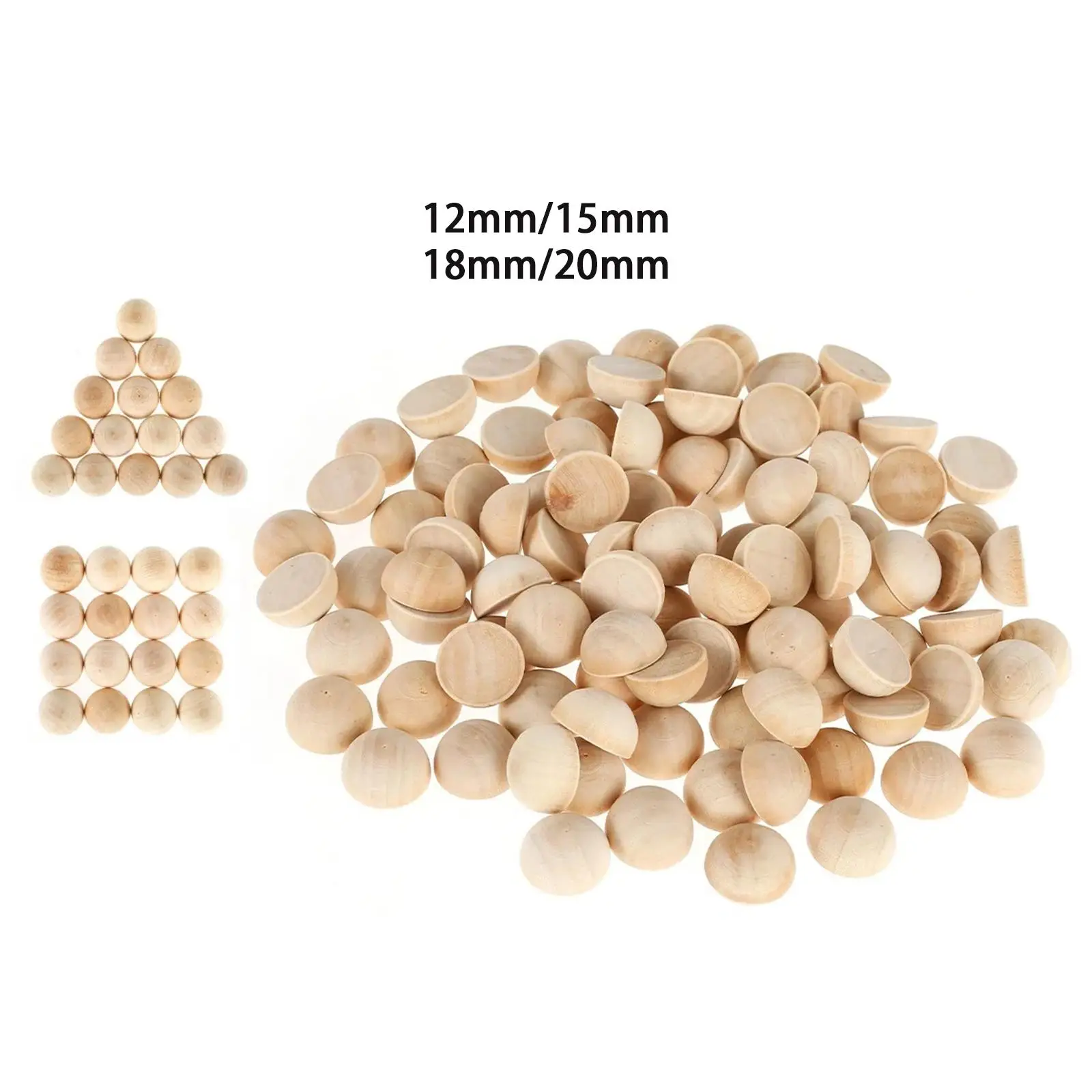 100pcs Unpainted Half Wooden Beads Split Wooden Balls Unpainted Small Half Round