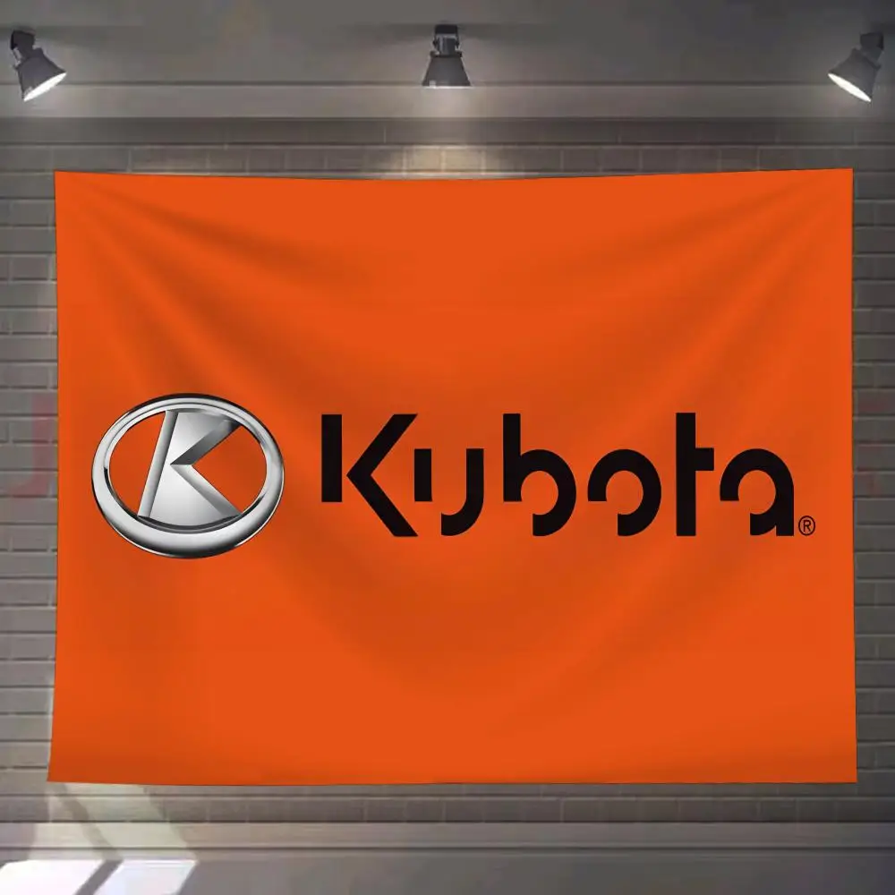 

K-Kubotas Tractor Orange Tapestry Custom Living Bedroom Party Dormitory Interior Wall Bohemian Decoration Attached Clip