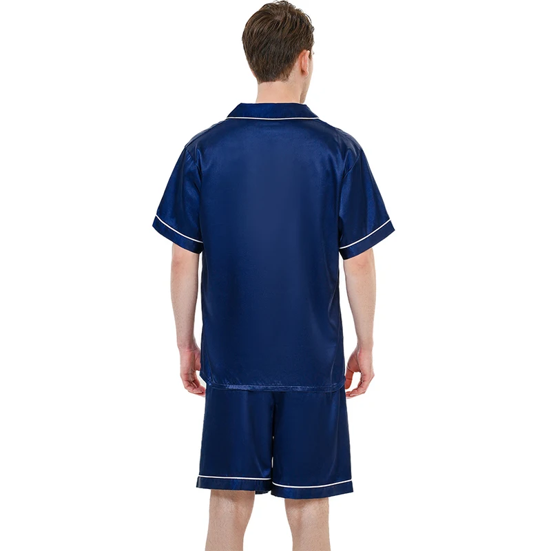 Men's pajamas short sleeved summer ice silk home clothing men's summer casual thin cardigan can be worn as a set home clothing