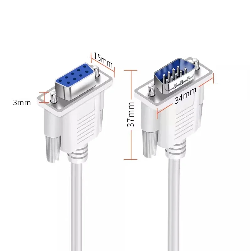Pure Copper DB9 Direct Connection Data Cable RS232 Serial Port Male Female Connectors Nickel Plated 30AWG 9Pin COM Extension Wir