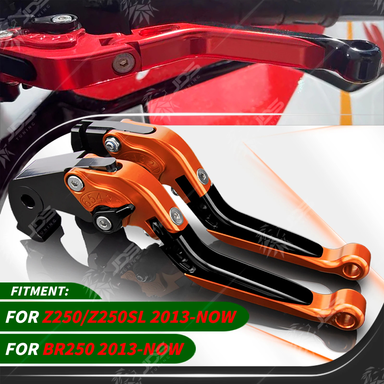 

JDSTUNING Для Kawasaki Z250/Z250SL/BR250 2013-НОВЕЙШИЕ МОДЕЛИ: Комплект регулируемых складных рычагов сцепления и тормоза, аксессуары