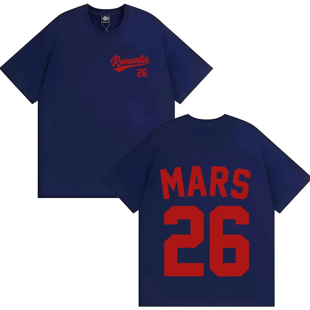 Singer Bruno Mars 26th Summer World Tour Letter Printed Pure Cotton T-shirt Men's Women's Oversized Retro Y2k Style Clothing
