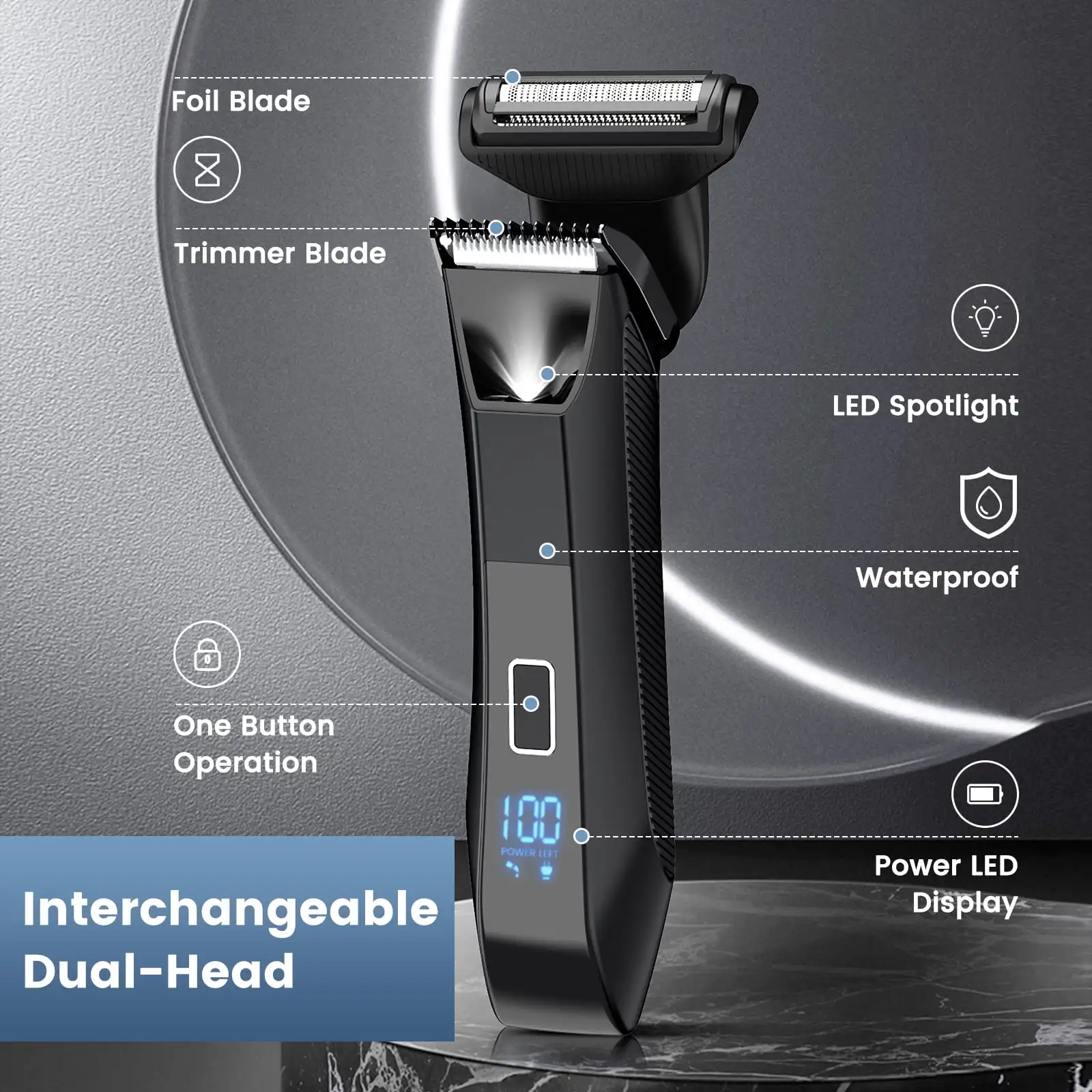 Manscape Trimmer for Men, Dual-Head Pubic Electric Razor, Groin Ball Shaver for Men, IPX7 Waterproof,Gifts for Him Dad image 4
