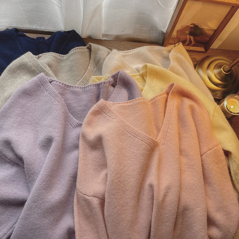 

Шикарный осенне-зимний свободный женский свитер с v-образным вырезом, цветной Turtlene Long Sve, термоудобная модная уличная одежда