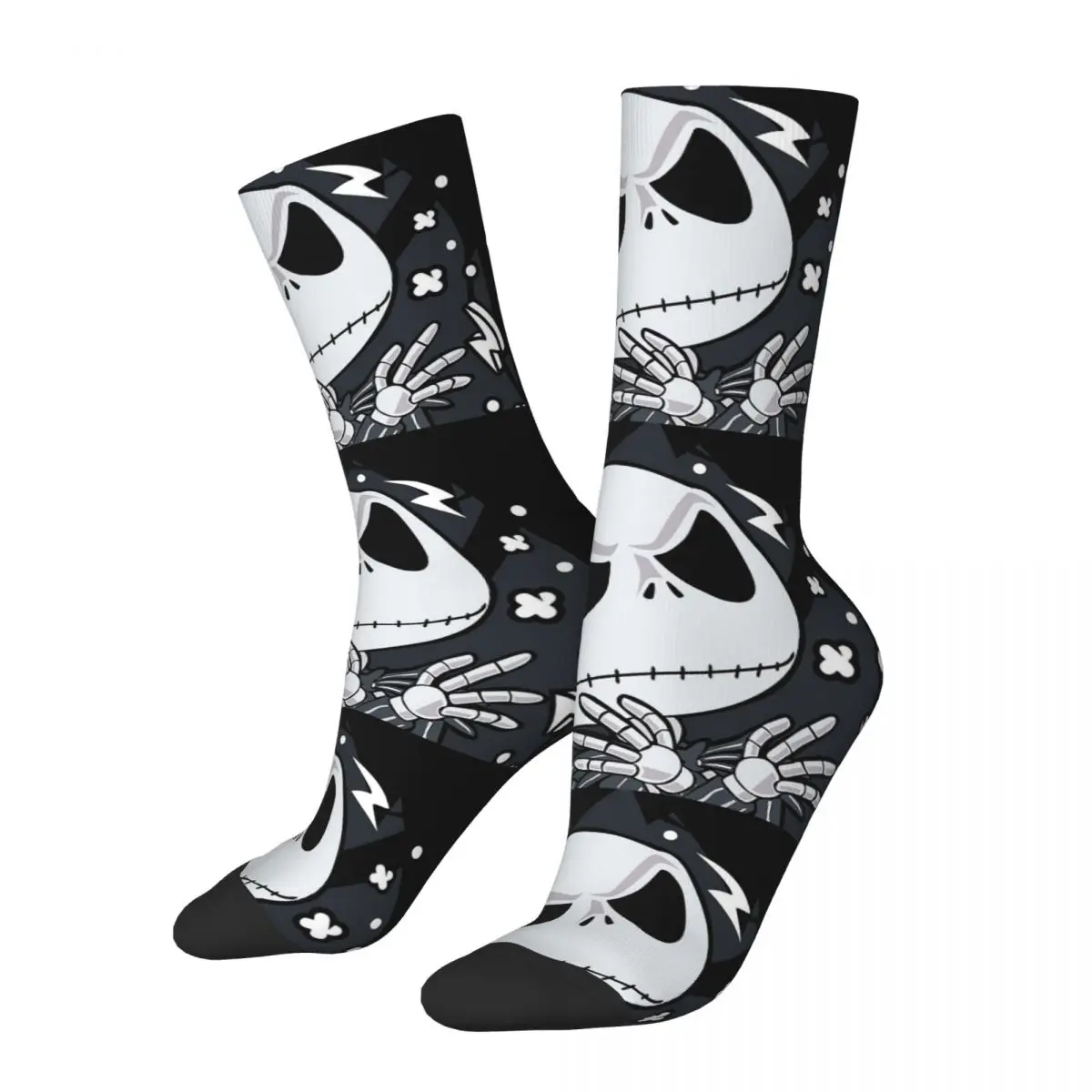

Winter Warm Colorful Men's Women's Jack Skellington Socks Nightmare Before Christmas Sweat Absorbing Middle Tube Socks