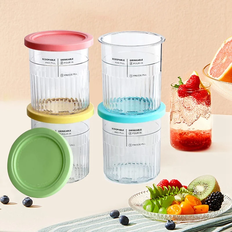 4PCS Ice Cream Pints Cup For Ninja Creami NC500 NC501 Ice Cream Storage Containers Food Freezer