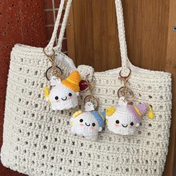 Handmade  Crocheted Little Ghost Hand Woven Cute Couple Girlfriends Key Chain Bag Car Pendant Gift Phone Pendants creative Gifts