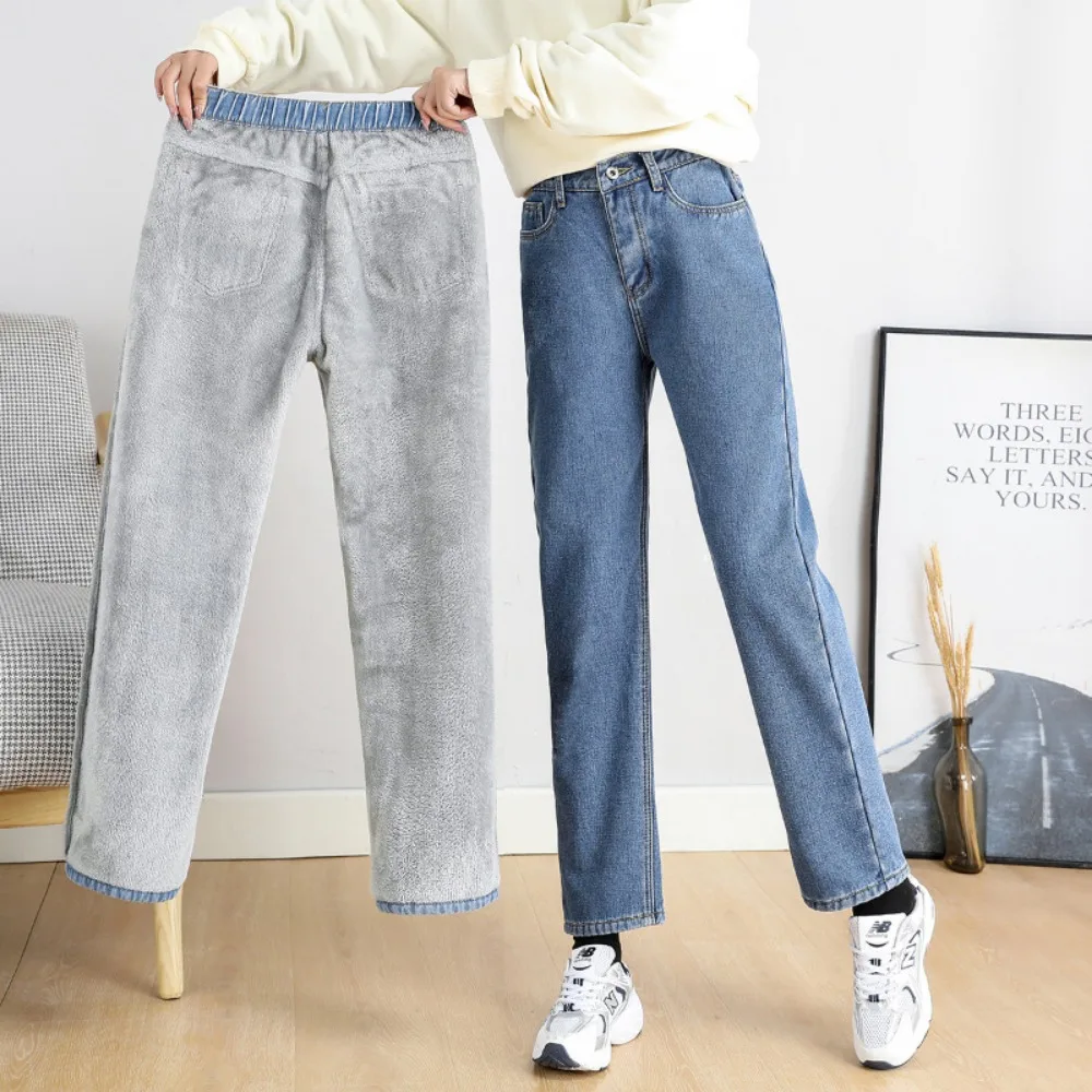 Calça jeans feminina de cintura alta com cano reto, calça cenoura pai, preta, nova, primavera e outono, 2023