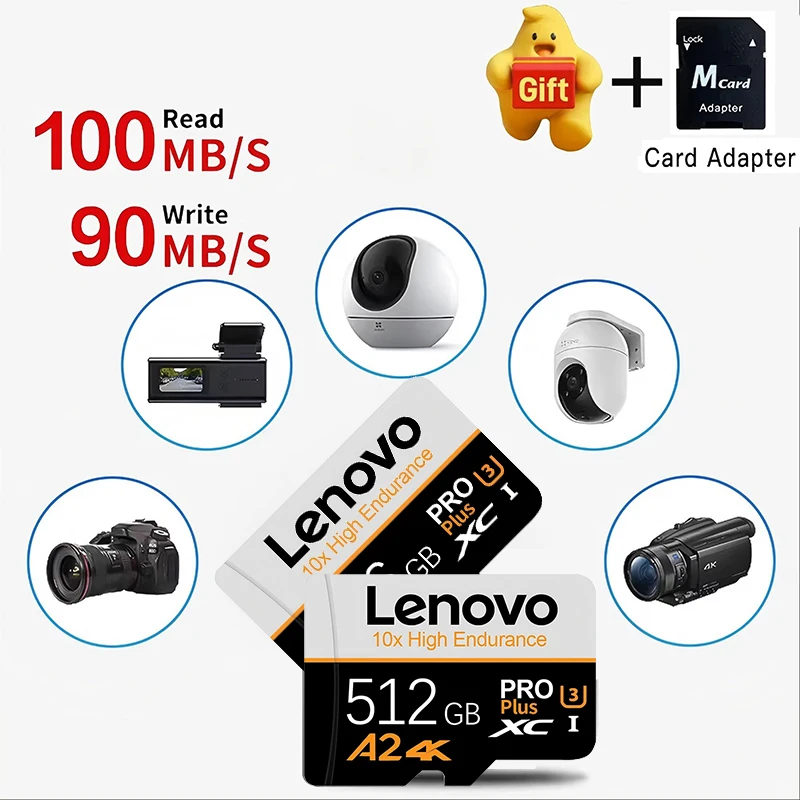 Lenovo Memory Card 16GB  32GB 64GB 128GB 256GB 512GB Original U1 A1 Class 10 for PC Phone A1 UHS I Class 10 TF Card TF Card