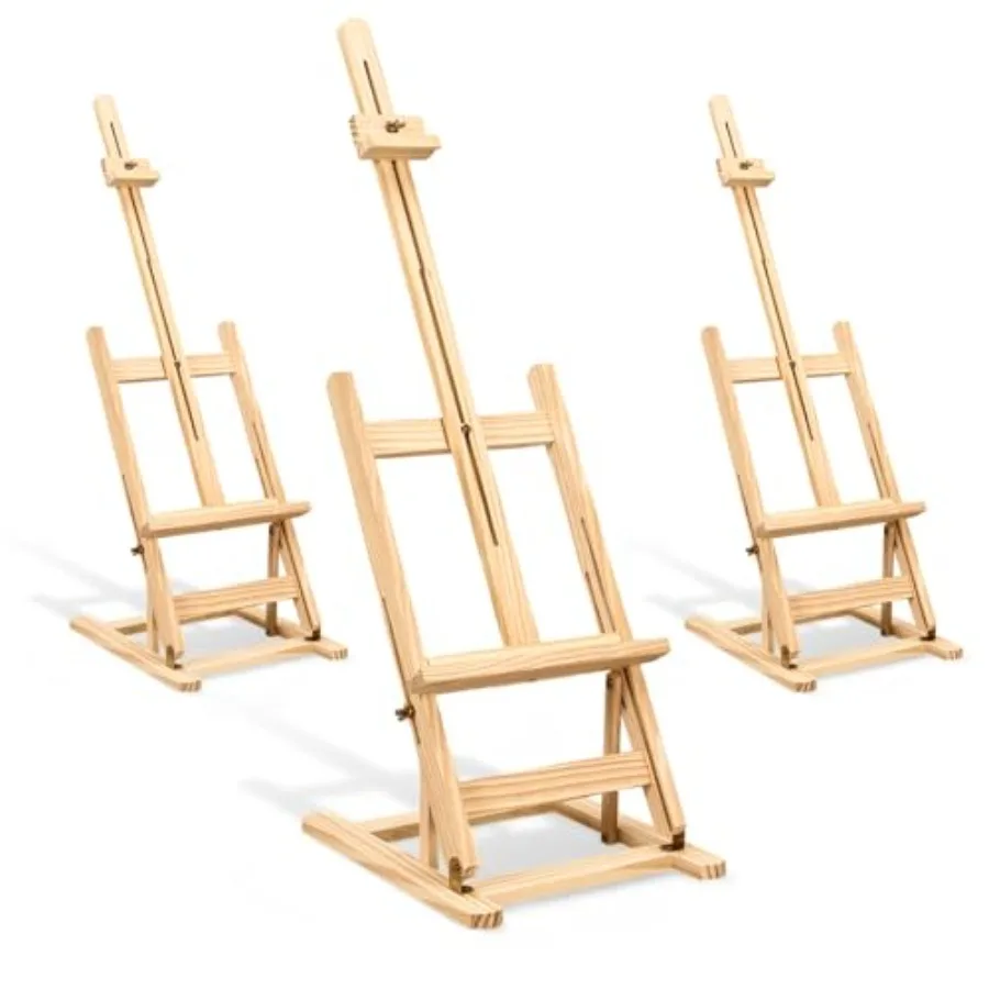 

Набор из 3-х средних деревянных настольных мольбертов H-образной формы – регулируемая подставка, выдерживает до 16 холстов, портативный настольный мольберт для рисования