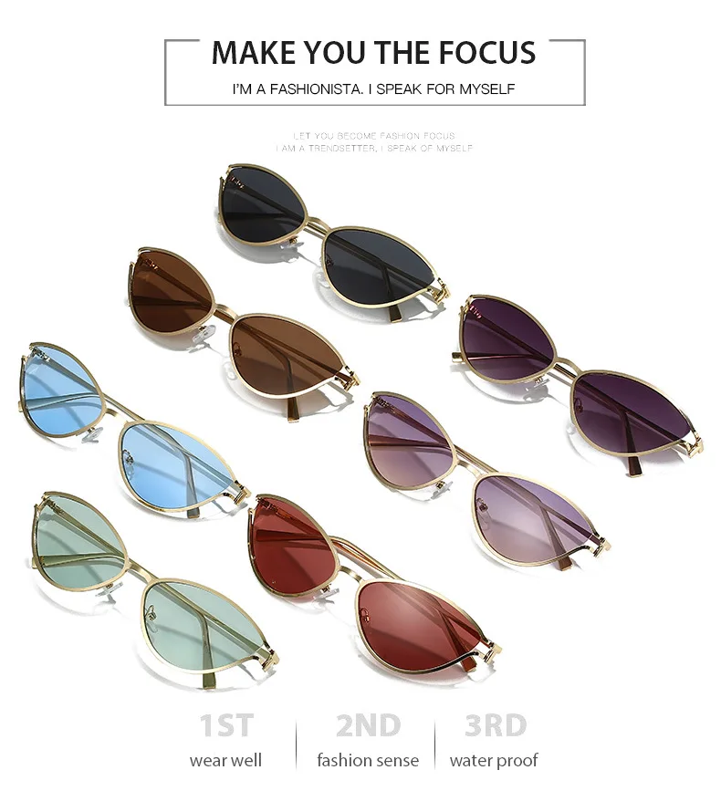 Marke Kleine Cat Eye Sonnenbrille Frauen Luxus 2042 Einzigartige Metall Rahmen Braun Sonnenbrille Trendy UV400 Brillen Shades Vintage – Detail 6