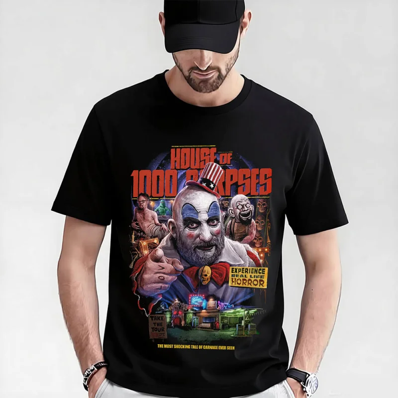 

Horror Movie House of 1000 corpses Scary Halloween Gift t shirt Rob zombie Captain spaulding Graphic Clothes Large size Tops