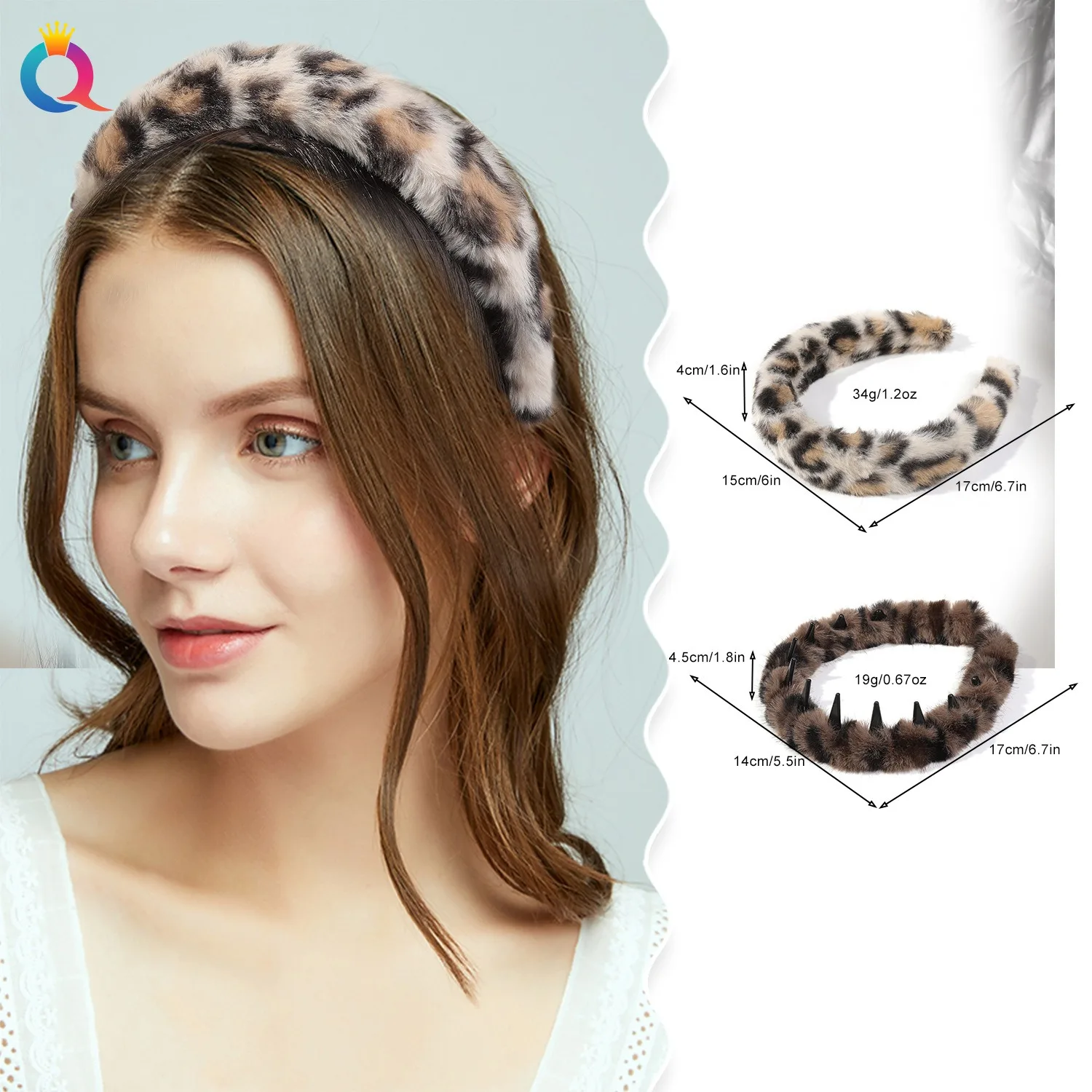 Leopard Print Plush Teeth Headband Retro Face Wash Hairband Slip-Resistant Winter Sweet Hair Band Women Fashion Hair Accessories