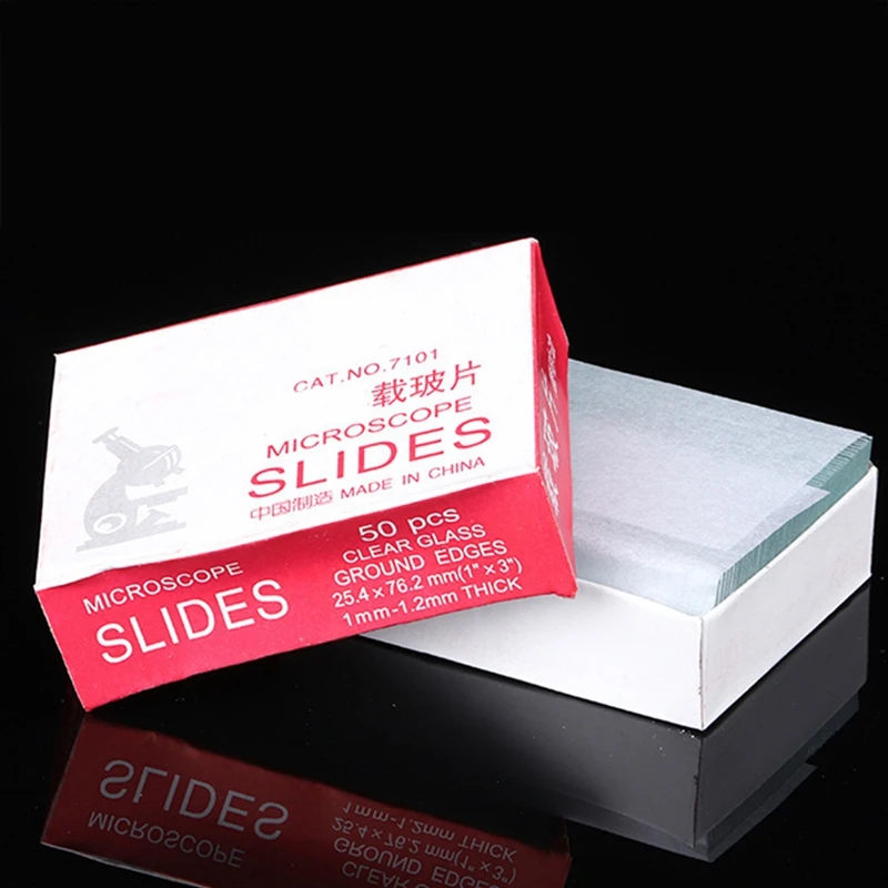 FULL-50Pcs Microscope Slides Blank Biology Glass Slide For Basic Biological Science 25.4X76.2MM