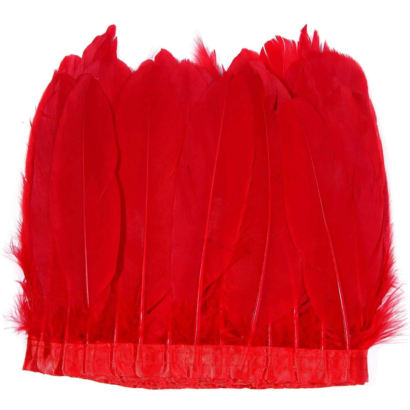 

Red Natural Goose Feather Trim Sewing Fringe Fashion Dress 6-8inch DIY Handicrafts Costumes Decorative Feathers