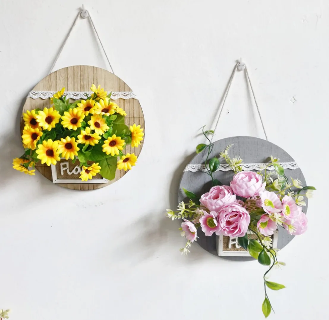 

1pc New Nordic Style Wall Hanging Planter Oblate Artificial Flower Basket Household Office Living Room Decoration Festival Gifts