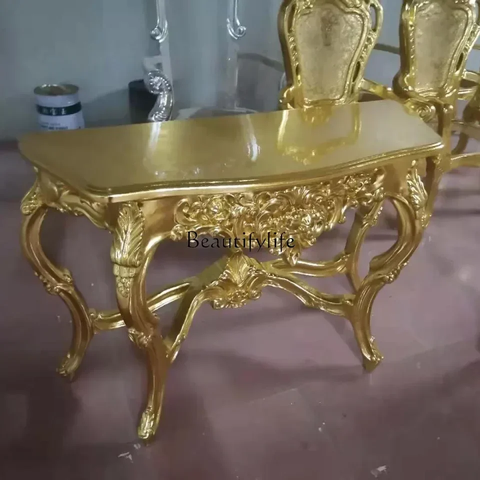 D06retro منحوتة الشرفة العتيقة الجدول الزخرفية خزانة مضمد طاولة جانبية على الحائط