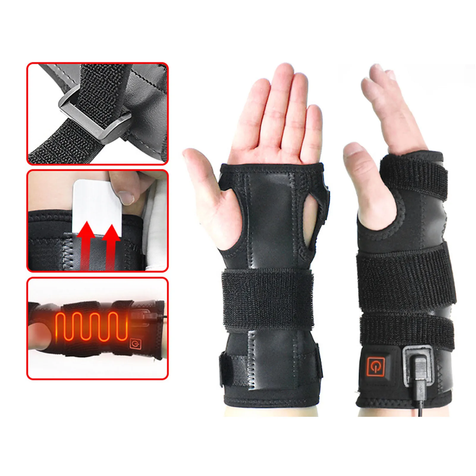 

ZK30 Heated Wrist Brace 3 Gear Hot Compress Adjustable Universal Wrist Heating Pad Wrap for Rehabilitation luvas de trabalho