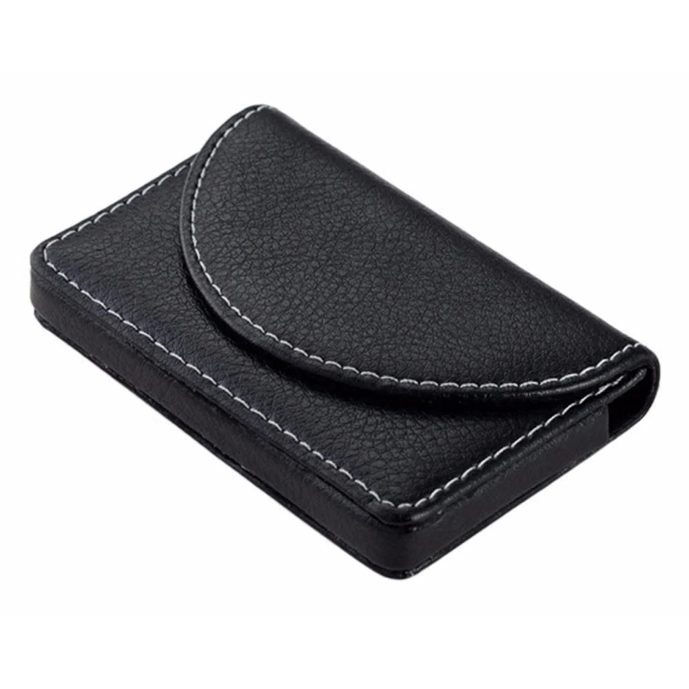 1 Piece Pu Leather and Stainless Steel Big Capacity Business Name Card Holder Credit Card Holder Unisex Card Case Metal Wallet