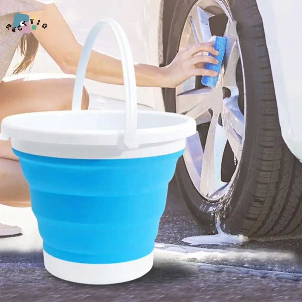 

10L Folding Bucket Space Saving Thicken Foot Soaking Bucket Foldable Portable Outdoor Fishing Bucket for Car Wash, Camping