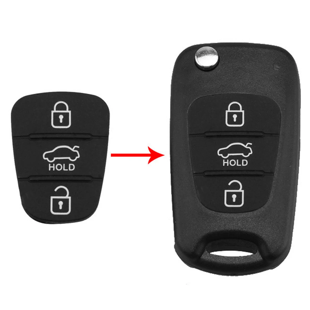 5/10Pcs Replacement 3 Buttons Remote Key Fob Case Rubber Pad for Hyundai I10 I20 I30 IX35 Kia K2 K5 Rio Sportage Flip Key Parts