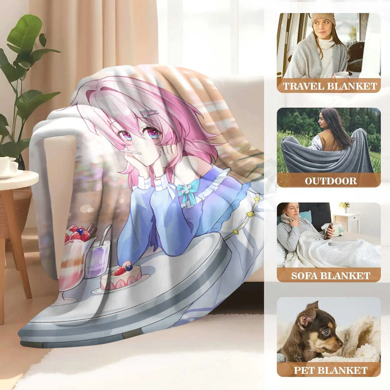 혼카이 스타 레일 3월 7일 플란넬 담요 시리즈 어린이 담요 소파 장식