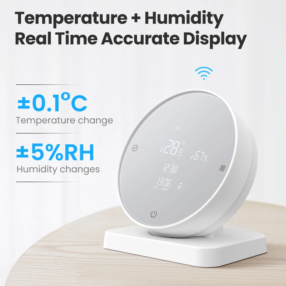 AVATTO Tuya WiFi Temperature and Humidity Sensor Smart Countdown Timer Stopwatch Alarm Clock Work with Alexa Google home Alice