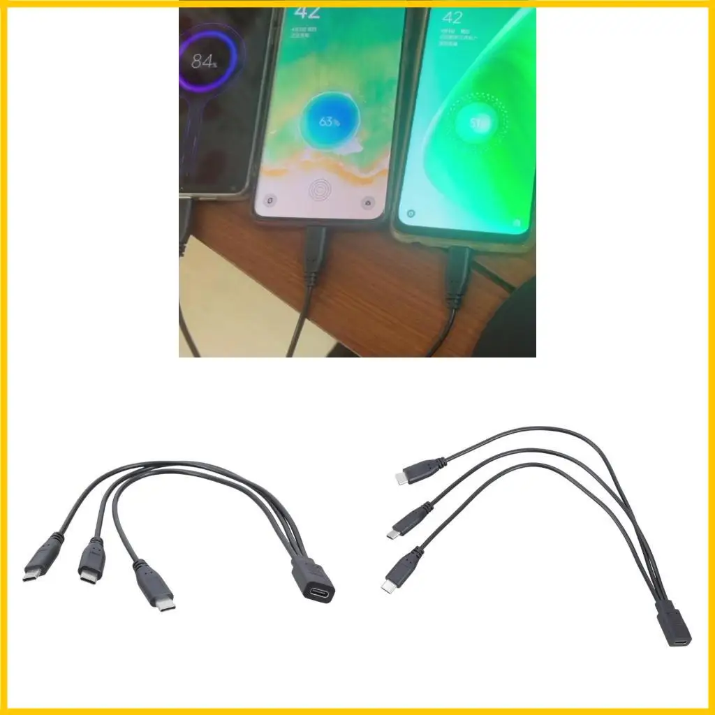 

Тройной выходной кабель типа C Кабель зарядного устройства 30см для мобильных устройств таблеток динамики