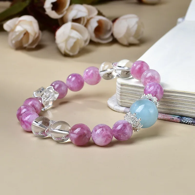 

Grandmother Crystal Aquamarine White Crystal Bracelet Women's Light Luxury Fashion Lucky Bracelet, Gift