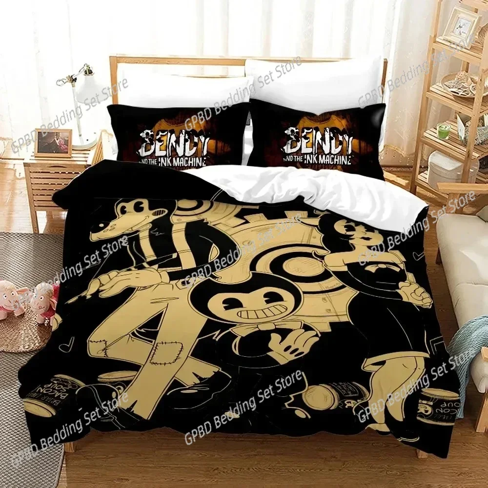 Bendy N Ink Machine Comfortable Duvet Quilt Cover Pillowcase Bedding Set Children Bedroom Decoration Home Textile